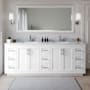 Wyndham Collection Miranda 84" Free Standing Double Basin Vanity Set with Cabinet and Marble Vanity Top White / White Carrara Marble Top / Brushed Nickel Hardware