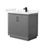 Wyndham Collection Strada 36" Free Standing Single Basin Vanity Set with Cabinet and Cultured Marble Vanity Top Dark Gray / Carrara Cultured Marble Top / Matte Black Hardware