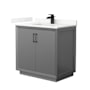 Wyndham Collection Strada 36" Free Standing Single Basin Vanity Set with Cabinet and Quartz Vanity Top Dark Gray / Giotto Quartz Top / Matte Black Hardware