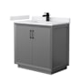Wyndham Collection Strada 36" Free Standing Single Basin Vanity Set with Cabinet and Cultured Marble Vanity Top Dark Gray / White Cultured Marble Top / Matte Black Hardware