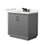 Wyndham Collection Strada 36" Free Standing Single Basin Vanity Set with Cabinet and Quartz Vanity Top Dark Gray / White Quartz Top / Matte Black Hardware