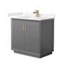 Wyndham Collection Strada 36" Free Standing Single Basin Vanity Set with Cabinet and Cultured Marble Vanity Top Dark Gray / Carrara Cultured Marble Top / Satin Bronze Hardware