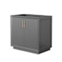 Wyndham Collection Strada 35" Single Free Standing Vanity Cabinet Only - Less Vanity Top Dark Gray / Satin Bronze Hardware