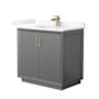 Wyndham Collection Strada 36" Free Standing Single Basin Vanity Set with Cabinet and Quartz Vanity Top Dark Gray / Giotto Quartz Top / Satin Bronze Hardware