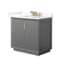 Wyndham Collection Strada 36" Free Standing Single Basin Vanity Set with Cabinet and Quartz Vanity Top Dark Gray / Giotto Quartz Top / Satin Bronze Hardware