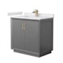 Wyndham Collection Strada 36" Free Standing Single Basin Vanity Set with Cabinet and Cultured Marble Vanity Top Dark Gray / White Cultured Marble Top / Satin Bronze Hardware