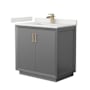 Wyndham Collection Strada 36" Free Standing Single Basin Vanity Set with Cabinet and Quartz Vanity Top Dark Gray / White Quartz Top / Satin Bronze Hardware