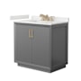 Wyndham Collection Strada 36" Free Standing Single Basin Vanity Set with Cabinet and Quartz Vanity Top Dark Gray / White Quartz Top / Satin Bronze Hardware