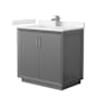 Wyndham Collection Strada 36" Free Standing Single Basin Vanity Set with Cabinet and Cultured Marble Vanity Top Dark Gray / Carrara Cultured Marble Top / Brushed Nickel Hardware