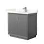 Wyndham Collection Strada 36" Free Standing Single Basin Vanity Set with Cabinet and Quartz Vanity Top Dark Gray / Giotto Quartz Top / Brushed Nickel Hardware