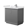 Wyndham Collection Strada 36" Free Standing Single Basin Vanity Set with Cabinet and Cultured Marble Vanity Top Dark Gray / White Cultured Marble Top / Brushed Nickel Hardware