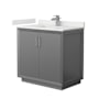 Wyndham Collection Strada 36" Free Standing Single Basin Vanity Set with Cabinet and Quartz Vanity Top Dark Gray / White Quartz Top / Brushed Nickel Hardware