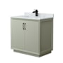 Wyndham Collection Strada 36" Free Standing Single Basin Vanity Set with Cabinet and Marble Vanity Top Light Green / Matte Black Hardware