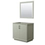 Wyndham Collection Strada 35" Single Free Standing Vanity Cabinet - Less Vanity Top Light Green / Matte Black Hardware