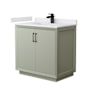 Wyndham Collection Strada 36" Free Standing Single Basin Vanity Set with Cabinet and Cultured Marble Vanity Top Light Green / White Cultured Marble Top / Matte Black Hardware