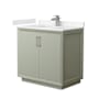 Wyndham Collection Strada 36" Free Standing Single Basin Vanity Set with Cabinet and Cultured Marble Vanity Top Light Green / Carrara Cultured Marble Top / Brushed Nickel Hardware