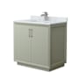 Wyndham Collection Strada 36" Free Standing Single Basin Vanity Set with Cabinet and Marble Vanity Top Light Green / Brushed Nickel Hardware