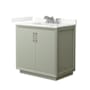 Wyndham Collection Strada 36" Free Standing Single Basin Vanity Set with Cabinet and Quartz Vanity Top Light Green / Giotto Quartz Top / Brushed Nickel Hardware