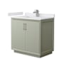 Wyndham Collection Strada 36" Free Standing Single Basin Vanity Set with Cabinet and Cultured Marble Vanity Top Light Green / White Cultured Marble Top / Brushed Nickel Hardware