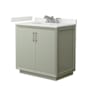 Wyndham Collection Strada 36" Free Standing Single Basin Vanity Set with Cabinet and Quartz Vanity Top Light Green / White Quartz Top / Brushed Nickel Hardware