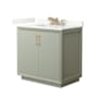 Wyndham Collection Strada 36" Free Standing Single Basin Vanity Set with Cabinet and Quartz Vanity Top Light Green / Giotto Quartz Top / Satin Bronze Hardware