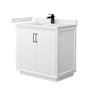 Wyndham Collection Strada 36" Free Standing Single Basin Vanity Set with Cabinet and Cultured Marble Vanity Top White / White Cultured Marble Top / Matte Black Hardware