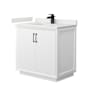 Wyndham Collection Strada 36" Free Standing Single Basin Vanity Set with Cabinet and Quartz Vanity Top White / White Quartz Top / Matte Black Hardware