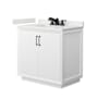Wyndham Collection Strada 36" Free Standing Single Basin Vanity Set with Cabinet and Quartz Vanity Top White / White Quartz Top / Matte Black Hardware