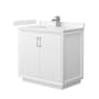 Wyndham Collection Strada 36" Free Standing Single Basin Vanity Set with Cabinet and Cultured Marble Vanity Top White / Carrara Cultured Marble Top / Brushed Nickel Hardware