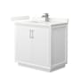 Wyndham Collection Strada 36" Free Standing Single Basin Vanity Set with Cabinet and Quartz Vanity Top White / Giotto Quartz Top / Brushed Nickel Hardware