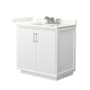 Wyndham Collection Strada 36" Free Standing Single Basin Vanity Set with Cabinet and Quartz Vanity Top White / Giotto Quartz Top / Brushed Nickel Hardware