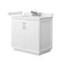 Wyndham Collection Strada 36" Free Standing Single Basin Vanity Set with Cabinet and Quartz Vanity Top White / White Quartz Top / Brushed Nickel Hardware