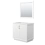 Wyndham Collection Strada 35" Single Free Standing Vanity Cabinet - Less Vanity Top White / Satin Bronze Hardware