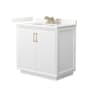 Wyndham Collection Strada 36" Free Standing Single Basin Vanity Set with Cabinet and Quartz Vanity Top White / Giotto Quartz Top / Satin Bronze Hardware