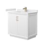 Wyndham Collection Strada 36" Free Standing Single Basin Vanity Set with Cabinet and Cultured Marble Vanity Top White / White Cultured Marble Top / Satin Bronze Hardware