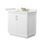 Wyndham Collection Strada 36" Free Standing Single Basin Vanity Set with Cabinet and Quartz Vanity Top White / White Quartz Top / Satin Bronze Hardware