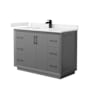 Wyndham Collection Strada 48" Free Standing Single Basin Vanity Set with Cabinet and Cultured Marble Vanity Top Dark Gray / Carrara Cultured Marble Top / Matte Black Hardware