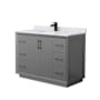 Wyndham Collection Strada 48" Free Standing Single Basin Vanity Set with Cabinet and Marble Vanity Top Dark Gray / Matte Black Hardware
