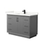 Wyndham Collection Strada 48" Free Standing Single Basin Vanity Set with Cabinet and Quartz Vanity Top Dark Gray / Giotto Quartz Top / Matte Black Hardware