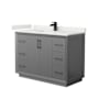 Wyndham Collection Strada 48" Free Standing Single Basin Vanity Set with Cabinet and Quartz Vanity Top Dark Gray / White Quartz Top / Matte Black Hardware