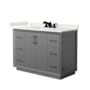 Wyndham Collection Strada 48" Free Standing Single Basin Vanity Set with Cabinet and Quartz Vanity Top Dark Gray / White Quartz Top / Matte Black Hardware