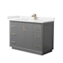 Wyndham Collection Strada 48" Free Standing Single Basin Vanity Set with Cabinet and Cultured Marble Vanity Top Dark Gray / Carrara Cultured Marble Top / Satin Bronze Hardware