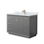 Wyndham Collection Strada 48" Free Standing Single Basin Vanity Set with Cabinet and Marble Vanity Top Dark Gray / Satin Bronze Hardware