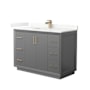 Wyndham Collection Strada 48" Free Standing Single Basin Vanity Set with Cabinet and Quartz Vanity Top Dark Gray / Giotto Quartz Top / Satin Bronze Hardware