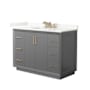 Wyndham Collection Strada 48" Free Standing Single Basin Vanity Set with Cabinet and Quartz Vanity Top Dark Gray / Giotto Quartz Top / Satin Bronze Hardware