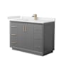 Wyndham Collection Strada 48" Free Standing Single Basin Vanity Set with Cabinet and Cultured Marble Vanity Top Dark Gray / White Cultured Marble Top / Satin Bronze Hardware