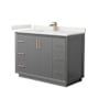 Wyndham Collection Strada 48" Free Standing Single Basin Vanity Set with Cabinet and Quartz Vanity Top Dark Gray / White Quartz Top / Satin Bronze Hardware