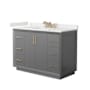 Wyndham Collection Strada 48" Free Standing Single Basin Vanity Set with Cabinet and Quartz Vanity Top Dark Gray / White Quartz Top / Satin Bronze Hardware