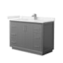 Wyndham Collection Strada 48" Free Standing Single Basin Vanity Set with Cabinet and Cultured Marble Vanity Top Dark Gray / Carrara Cultured Marble Top / Brushed Nickel Hardware