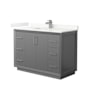 Wyndham Collection Strada 48" Free Standing Single Basin Vanity Set with Cabinet and Quartz Vanity Top Dark Gray / Giotto Quartz Top / Brushed Nickel Hardware